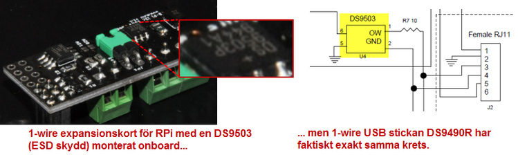 1-wire expansionskort vs USB sticka