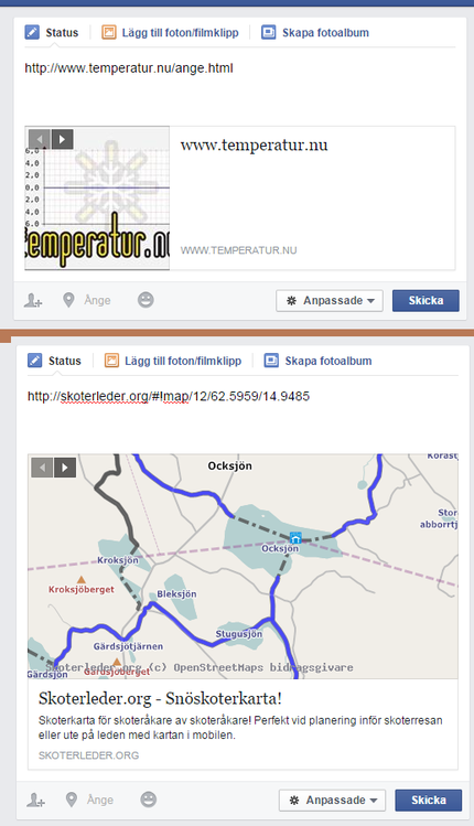 Exempel på resultat från Facebook