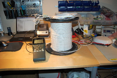 1st temperatursensor ansluten via ca 250m kabel.